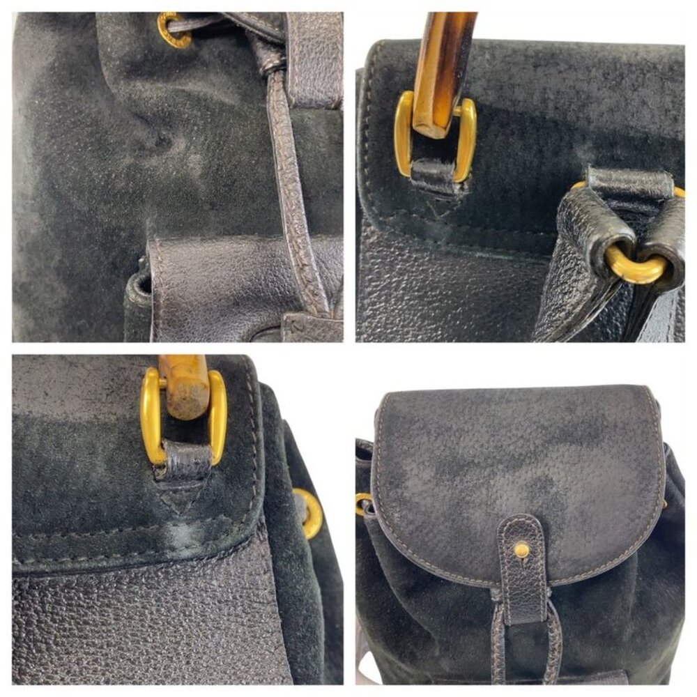 Gucci Bamboo Black Gold Hardware Suede 003 1705 0030 Backpack - Picture 5 of 9